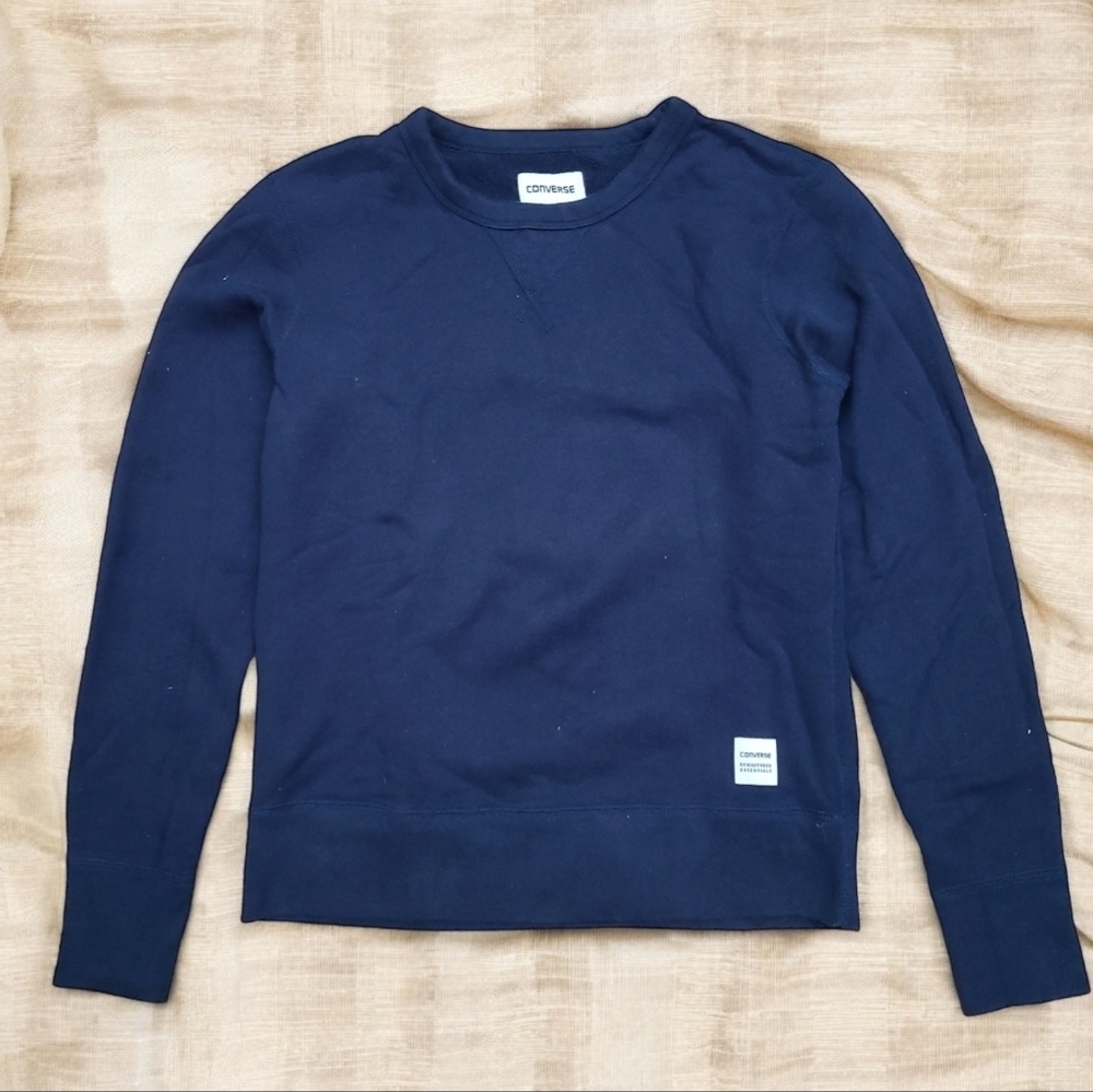 Converse Womens Medium French Terry Sweatshirt Navy Blue
